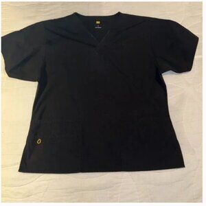 Black Scrub Top – Size L – Cotton Blend